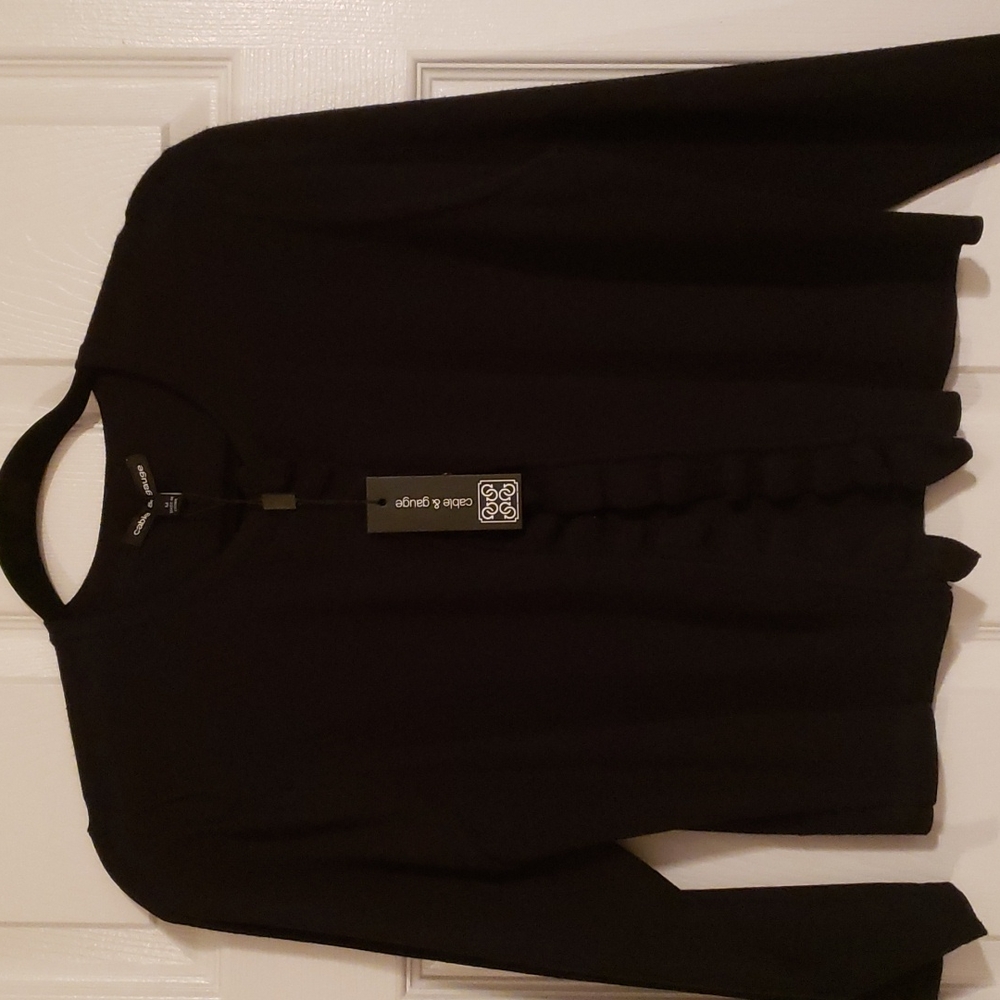 Black Cardigan with ruffled front